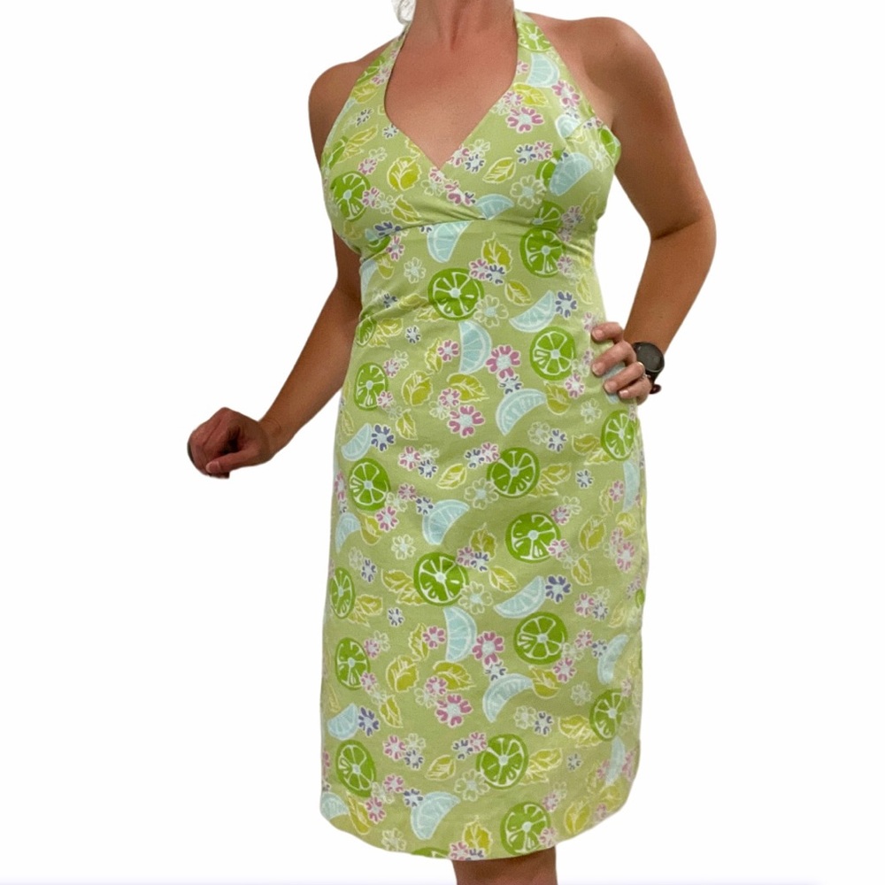 Lilly Pulitzer • RARE Print Style Combo Halter Dress • VTG White Label • 90s Y2K